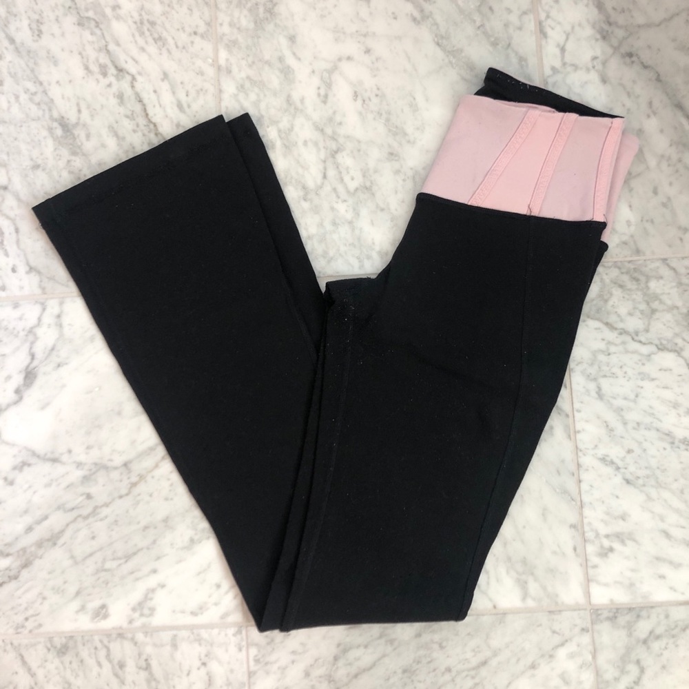 Lululemon Wide Leg Leggings With Pink Band Size 4